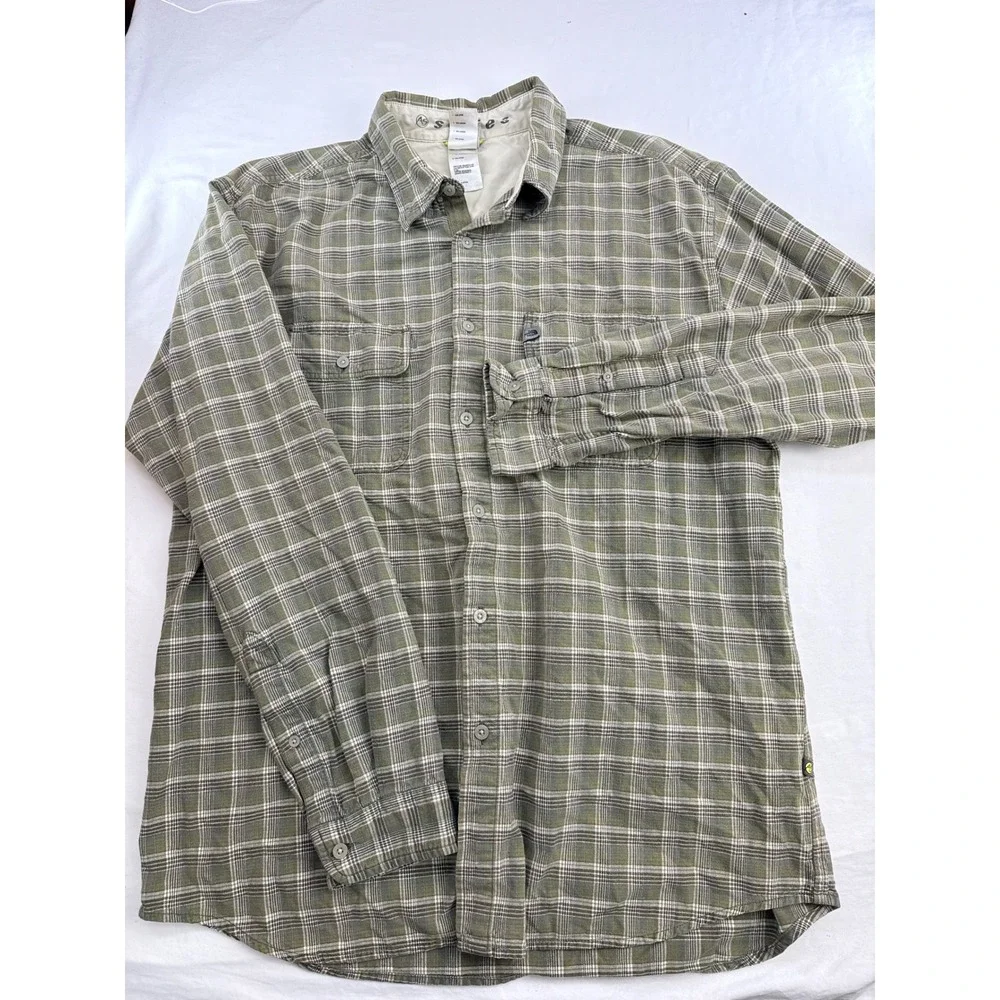 The North Face A5 Series Mens Large Plaid Button Up Shirt Green Cotton ATM8